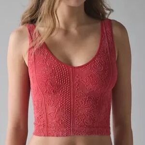 Urban Outfitters Plunge Stretch Tank Top Red Jacquard Sz L